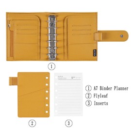 Moterm Pocket Luxe Ring Planner - Genuine Leather Binder Organiser (Pebble Mustard, 30 mm Ring)