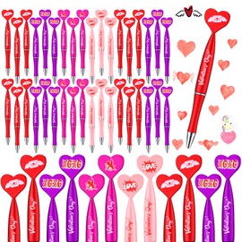 Sherr Valentine's Day Heart Shaped Pens Bulk 1 mm Black Gel Ink Rollerball Heart Pens for Valentine's School Classroom Exchange Party Favor Supplies(120 Pcs)