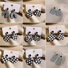 Acrylic Checkerboard Earring Geometric Black White Striped Checkered Dangle Drop