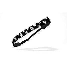 RAVEbandz! Women's Adjustable Elastic Headbands - (Soccer Prints) - for Fashion or Workouts - Non Slip Velvet Lined 1 Inch (Black)