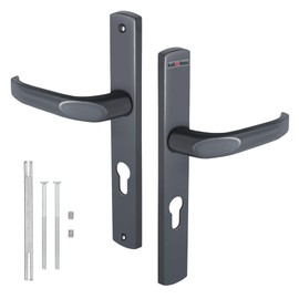 KOTARBAU® Door Handle 72 mm Profile Cylinder Aluminium Handle Universal Door Handle Door Fitting Long Plate Set Anthracite Room Door Interior Door Exterior Door Handle