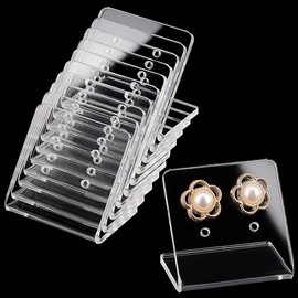 PH PandaHall 10pcs Acrylic Earring Display Stand Clear Earring Holder Necklace Earring Organizer Jewellery Displays with 4 Holes for Studs Dangle Ear Studs Showcase Small Business, 1.4x1.3x1 inch