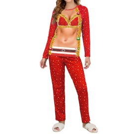 Couples Christmas Pajamas Matching Sets Two Piece Ugly Print for Loungewear Sleepwear Party