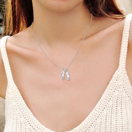 AXELUNA Ballet Shoes Necklace 925 Sterling Silver Ballerina Pendant Bow Tie Jewelry Gifts for Women Ballet Lovers