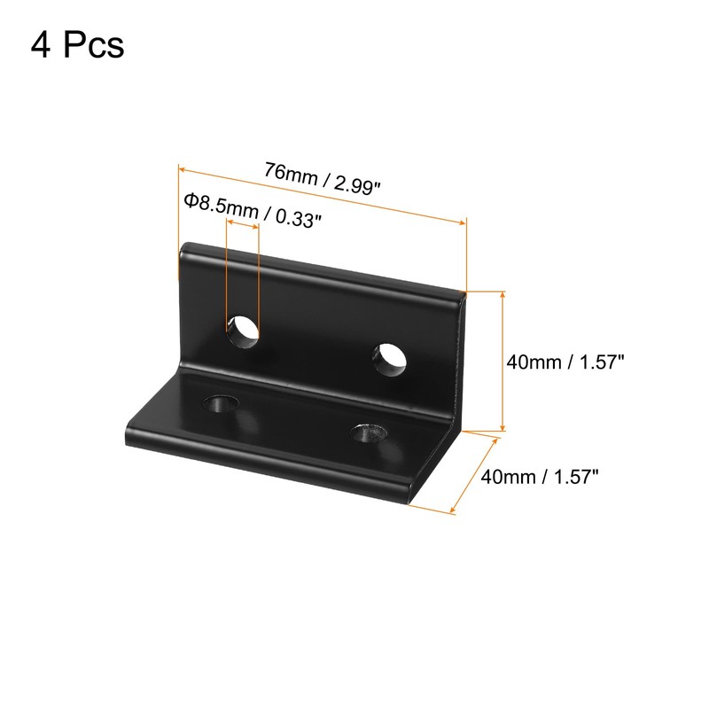 sourcing map 4080 Aluminum Extrusion Profile Corner Bracket, 4 Holes