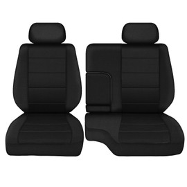 Kistrba Truck Seat Cover Compatible with 1995-2000 Toyota Tacoma, Knitted Front Bench 60/40 Seat Covers with 2 Headrests and Center Console, Black
