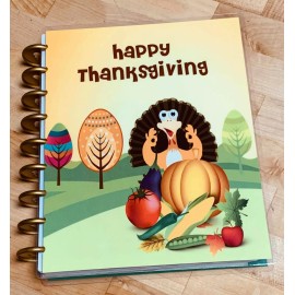 Handmade Happy Thanksgiving Turkey Front/Back Cover Set for use w Happy Planner