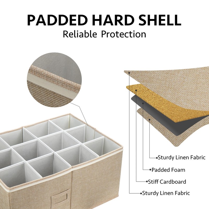 LotFancy Stemware Storage Container, Hard Shell, Large Wine Glass Storage