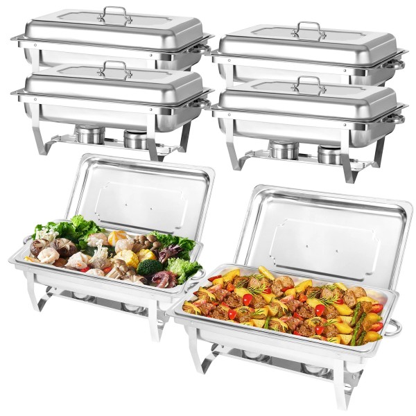 Unbranded 6 Pack Chafing Dish Buffet Set, Chafers and Buffet