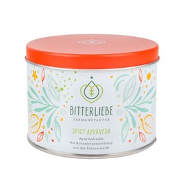 BitterLiebe® Teemanufaktur Spicy Ayurveda Organic Herbal Tea Loose with the Power of Bitter Substances, Bitter Herbs, Spice Tea, Lemongrass, etc. (90 g)