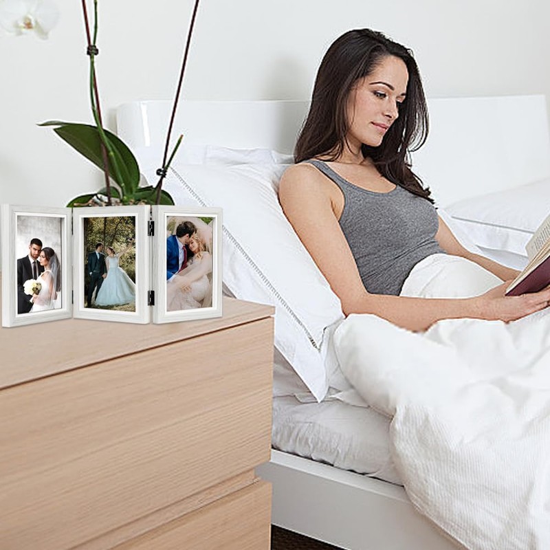 Trifold Photo Frame, 6x4 inches 3 Photos Collage Frame Hinged