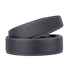 Vatee's Women's/Men's Real Leather Replacement Belt Strap No Buckle 1 1/2"(38mm) Wide 41" Long Black