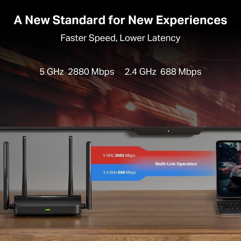 Mercusys BE3600 Dual-Band Wi-Fi 7 Router, up to 3.6Gbps, Gigabit