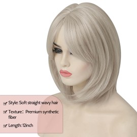 Fine Plus 12 Inch Hair Topper Layered Synthetic Hair Toppers for Women with Thinning Hair Silver Blonde Hair Toppers for Thin Hair Fiber Wiglets Ladies Hair Topper with Bangs