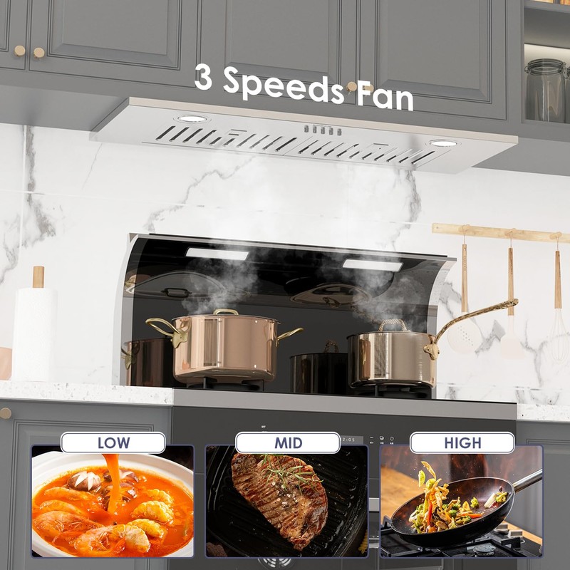 SOONEY 30 Inch Range Hood Insert, 600 CFM Convertible Ducted/Ductless