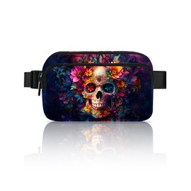 Skull Fanny Pack Travel Belt Bag Waterproof Small Crossbody Bags for Women Waist Pouch for Running Hiking Cycling