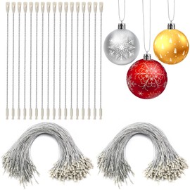 AUGSUN Christmas Balls Hanger Hooks, 200 Pieces Christmas Tree Ball Hanger Hooks with Snap Fastener Ball Hanger for Christmas Tree Balls Christmas Decoration (Silver)