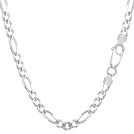 Sterling Silver Rhodium Plated Figaro Chain Necklace, 4.7mm, 20"