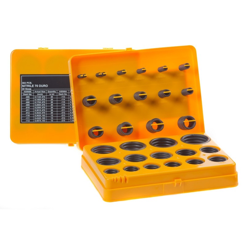 Buna-N O-Ring Kit, 90A Durometer, 30 Sizes (Pack of 382)
