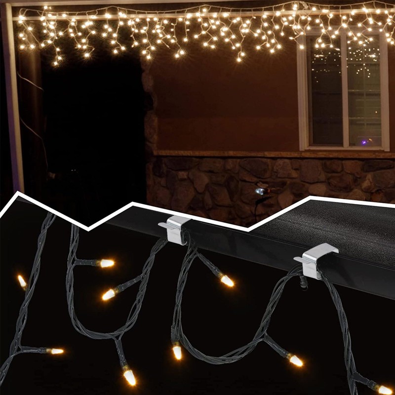 MOROBOR 60Pcs Gutter Hooks, Galvanized Clips for Hanging Outdoor Lights,