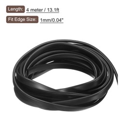 sourcing map U Channel Edge Trim, 13.1ft Length Rubber Guard Seal Strip Edge Protector Round Type Fit for 1mm Edge, (5/32" W x 3/8" H) Black