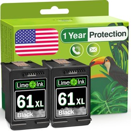 Limeink 2 Remanufactured Ink Cartridges Replacement for HP 61 Ink Cartridge Combo Pack for HP Ink 61 Ink cartridges for HP 61 Envy 4500 61xl for HP Ink Cartridges HP61 Ink Cartridges 2 Black