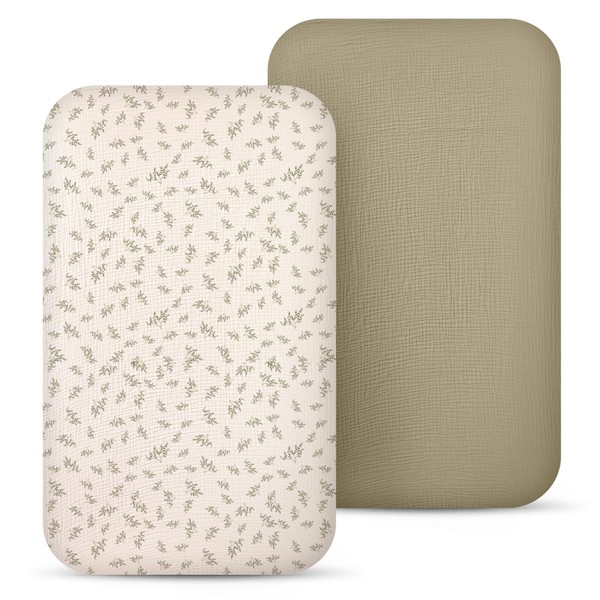 lulumoon Muslin Bassinet Sheets Baby: Cotton Bedside Sleeper Bassinet Sheets