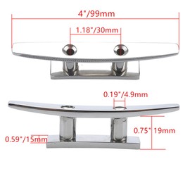 MIZUGIWA 4 inch Boat Cleats 316 Stainless Steel Dock Cleat for Boat,Open Base Boat Cleat,Mooring Boat Deck Cleats with Fasteners,Marine Cleats for Boat Docks, Decks,Kayaks,Pack of 4