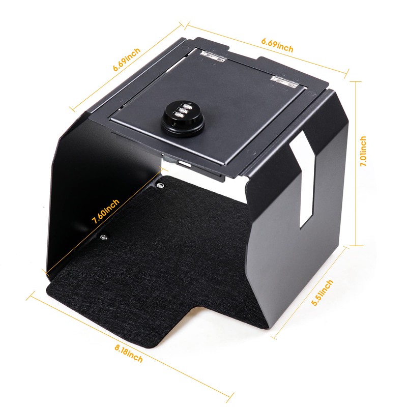 BESTAOO Center Console Safe Gun Box Armrest Lock Security Storage