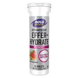 NOW Sports Nutrition, Effervescent Effer-Hydrate, Electrolyte Supplement, Recovery*, Orange Strawberry, 10 Tablets