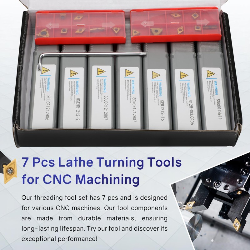 Indexable Lathe Turning Tool 21Pcs Kit 1/2'' 12mm Shank 7