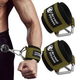 J Bryant Fitness Wrist Cuffs for Cable Machines – Heavy Duty Adjustable Wrist Straps with 7mm Neoprene Padding for Strength Training, Pull Exercises, and Forearm Support (Green, Medium)