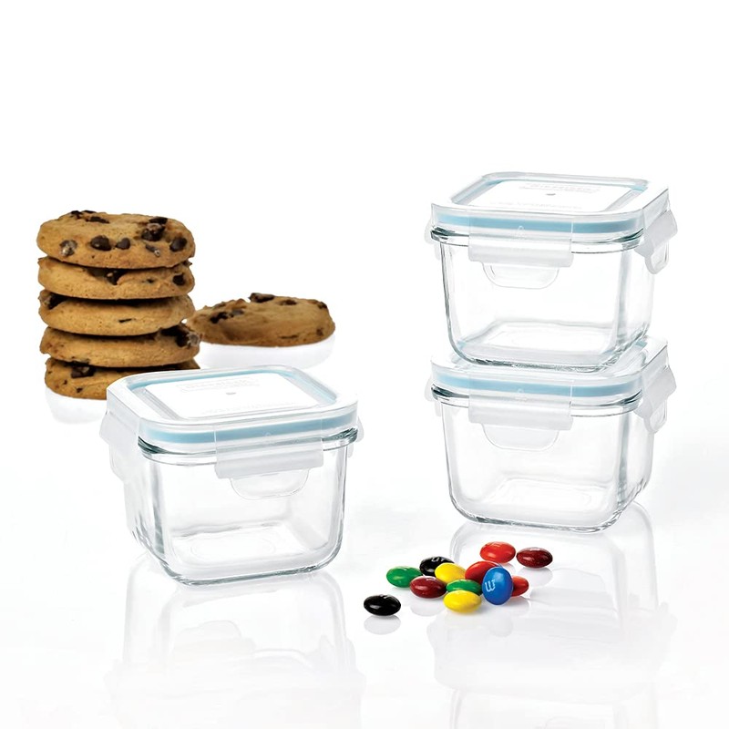 Glasslock Baby Food Square Container, 3-Piece Set, Clear, GL-544