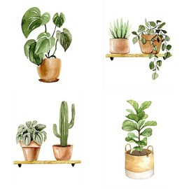 SHEGZHUC 4 Pack Diamond Painting Plants Green Simple 30 x 40 cm Diamond Painting Leaves Potted Plant Diamond Painting Pictures Plants Diamond Painting Embroidery Cross Stitch Pictures Gift Wall
