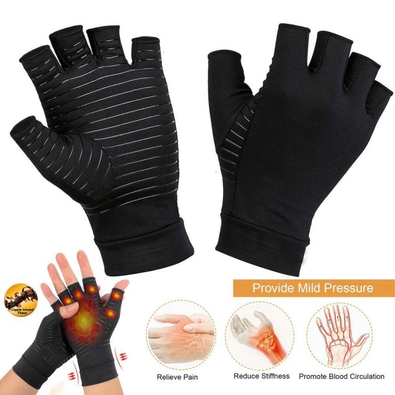 CFR Copper Compression Arthritis Gloves Finger Carpal Tunnel Typing Support