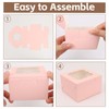 OUGEBOX 50 Pcs 4x4x2.5 Inch Bakery Boxes with Window, Pink