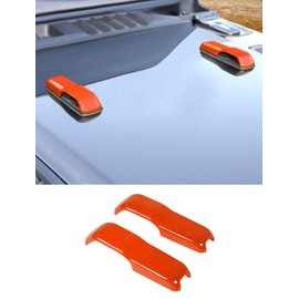 Savadicar 2-Piece Orange Hood Hook Trim Cover for Jeep Wrangler JL JLU 4xe & Gladiator JT 2018-Present – Exterior Decorative Upgrade Accessories