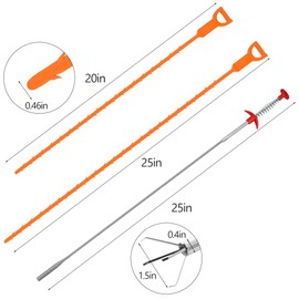 4PCS Drain Augers Hair Drain Clog Remover, Bendable Cleaner, for Kitchen Catcher, Sink, Sewer Cleaning Tool