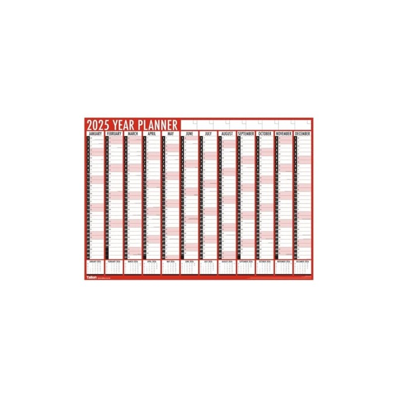 Large 2025 Year Wall Planner - Home Office Holiday Calendar