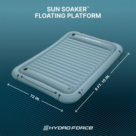 Bestway Hydro-Force Sun Soaker Inflatable Water Floating Platform 4 Person Lake Raft Lounger with Built-in Cup Holders, 106 Inches, Blue