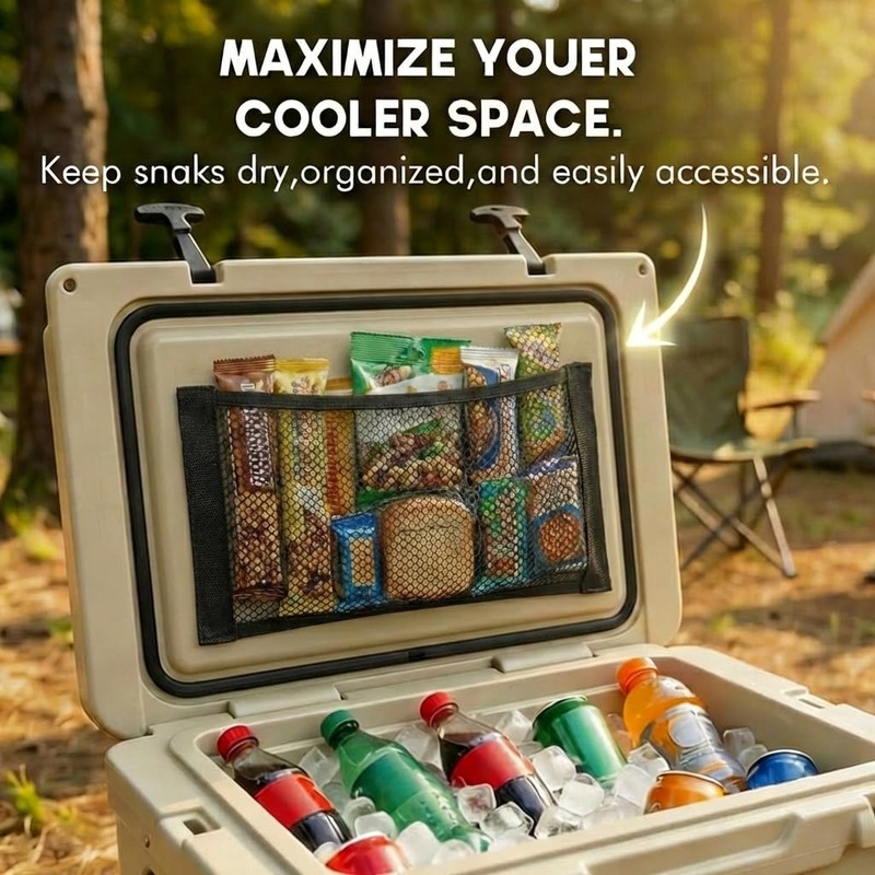 Dry Storage Cooler Lid Net Organizer Fits YETI, Igloo &