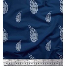 Soimoi Black Cotton Duck Fabric Leaves Hand Drawn Printed Fabric 1 Yard 56 Inch Wide