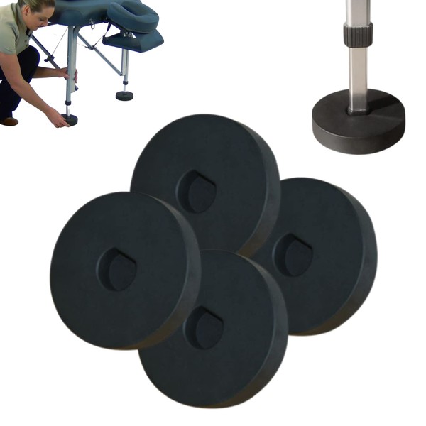 Massage Table Foot & Leg Stabilizers - Coasters for Aluminium Treatment Beds, Total Stability On Uneven Ground Surface + Sports Pitch + Outdoors + Carpet Rugs - Lightweight + Easy to Apply - Set of 4