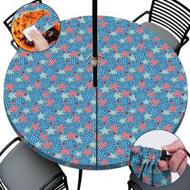 Opstellen Fitted Circular Outdoor Table Cloth with Umbrella Hole and Zipper Patio Vinyl Stain Resistant Cover for 45-54" Tables Housewarming Home Gifts for Camper Gardener Womens Mans Who Want Nothing