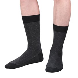 YUEDGE Mens Basic Business Dress Socks For Men Pack Size 10-13, Mid Calf Lightweight Everyday Work Casual Breathable Black Cotton Socks, 5 Pairs