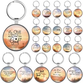 Ferreve Church Gifts in Bulk 36 Religious Keychains Christian Charms Scripture Quote Keychain Bible Verse Gifts Mini Religious Keychain Mother's Day Church Gifts for Church Women, 18 Styles