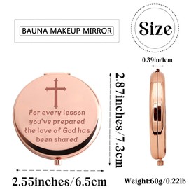 BAUNA Sunday School Teacher Pocket Mirror Love of God Shared Christian Teacher Travel Makeup Mirror Religious Teacher Appreciation Gift (Sunday School Teacher)