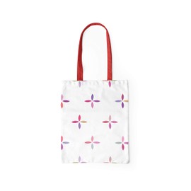 Le Jardin du Lin Bedruckte Einkaufstasche mit Roten Langen Henkeln, Wiederverwendbare, Tasche, Faltbar, ​Stofftasche, Größe: 34 x 40 Cm