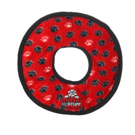 TUFFY - World's Tuffest Soft Dog Toy - NO Stuff Ring - Squeakers - Multiple Layers. Made Durable, Strong & Tough. Interactive Play (Tug, Toss & Fetch). Machine Washable & Floats (Red Paw 2 Pack)