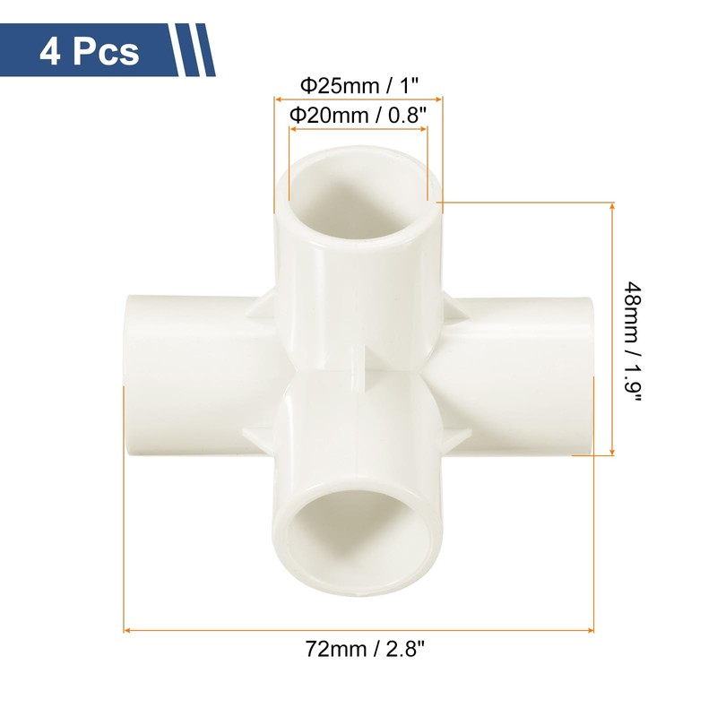 sourcing map 8 Pcs PVC Fitting, 5 Way PVC Fitting